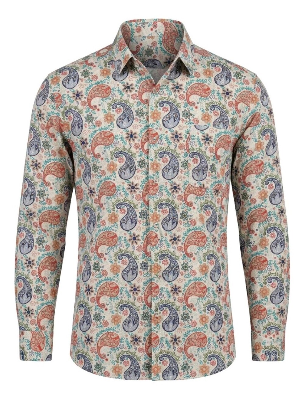 Alan Flusser Shirt Mens XL Multicolor Paisley Cotton Button-Down Preppy